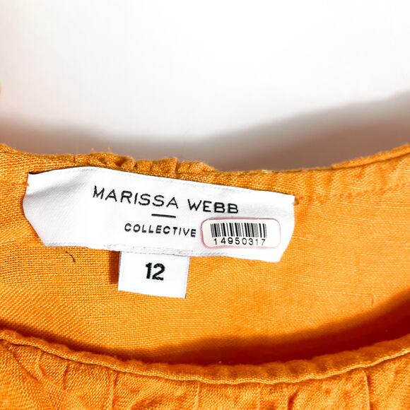 Marissa Webb Cold‎ Shoulder Dress Dress Orange Linen Blend Long Sleeve Sz 12 - Picture 12 of 15